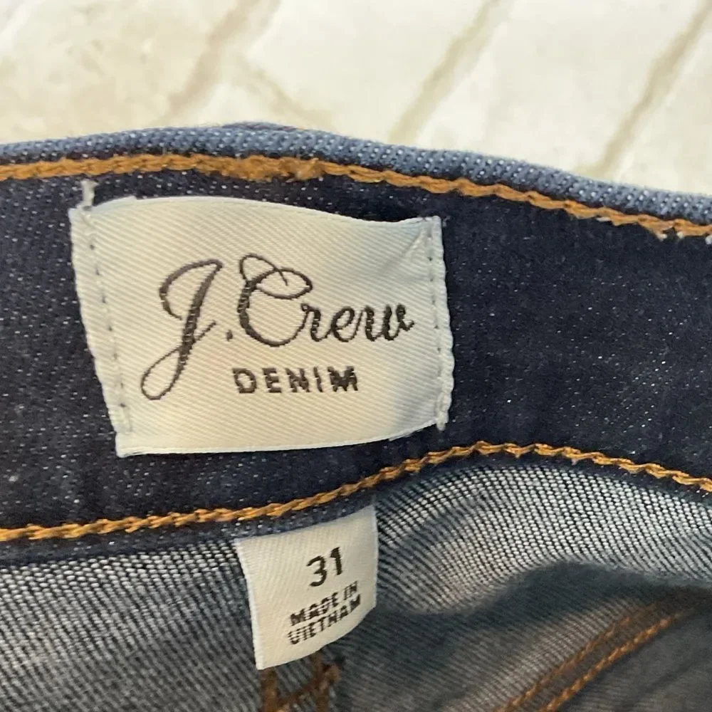 J. Crew 10” High Rise Toothpick Skinny Jeans Dark Ink Wash Size 31